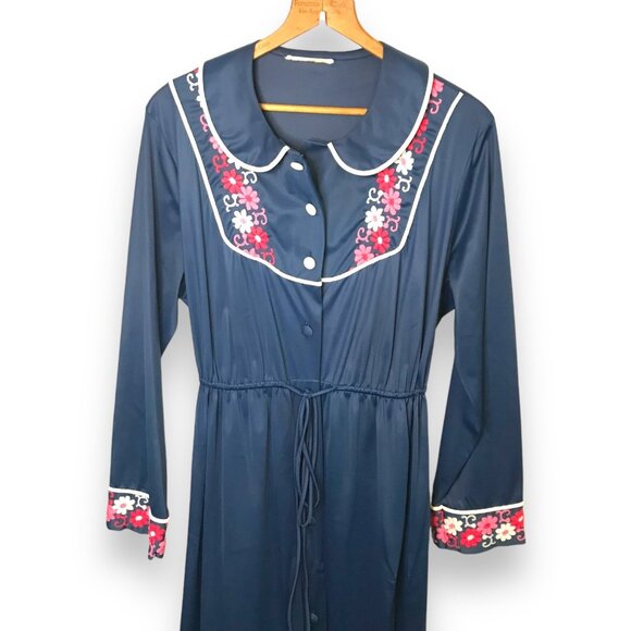 Vintage JC Penny Women's Original Retro Floral Polyester Sleepwear Robe - Picture 5 of 11